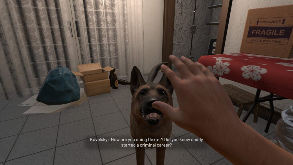petting_Dexter_german_shepherd_in_Crime_Scene_Cleaner